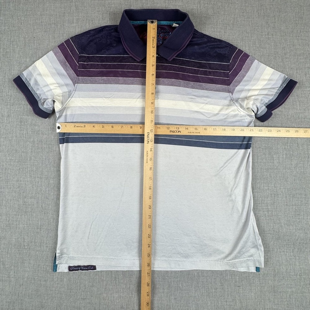 Robert Graham Polo Shirt Mens Large Multicolor Stripe Paisley Cotton Casual - Picture 11 of 13
